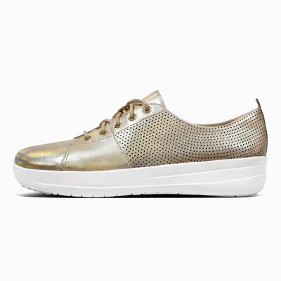 Fitflop Women's F-SPORTY Leather Scoop-Cut Perf Sneakers - Gold, FT2901763